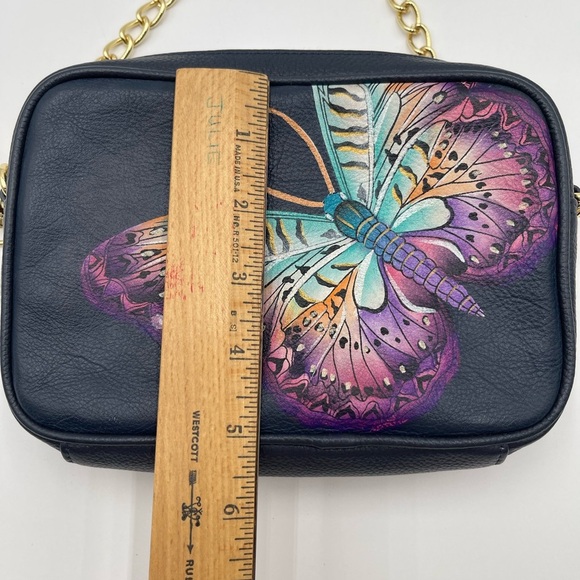 New Anuschka Hand Painted Leather RFID Camera Crossbody Bag Magical Wings - Picture 11 of 13